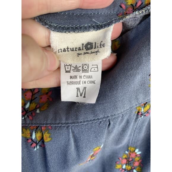 NATURAL LIFE Jumpsuit Size Medium Wide Leg Loose Gray Blue Bohemian Rayon Romper - Picture 5 of 12